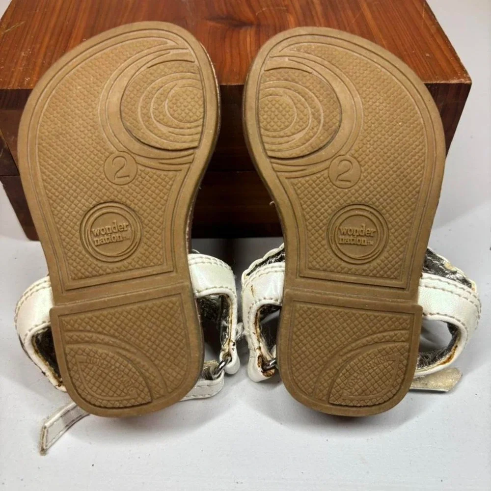 Wonder Nation Girls White‎ Woven Strappy Sandals Size 2 Toddler Kids Casual Boho